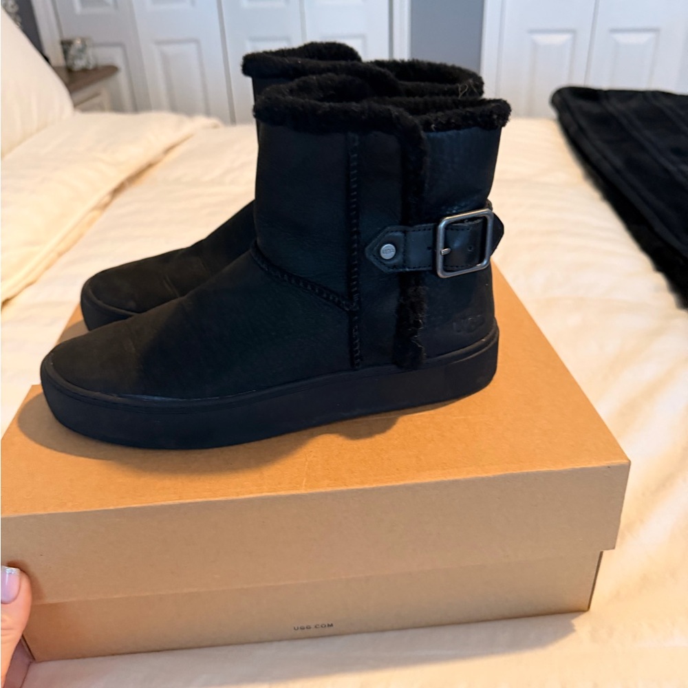 UGG Black Mid-Calf Boots with Strap